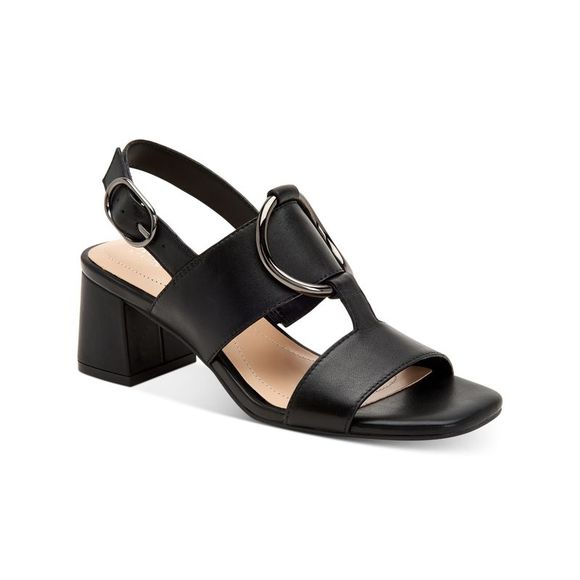 Alfani Women's Stantonn Leather Strappy Block Heel Sandals - Black, Size 10 Medium (B,M)